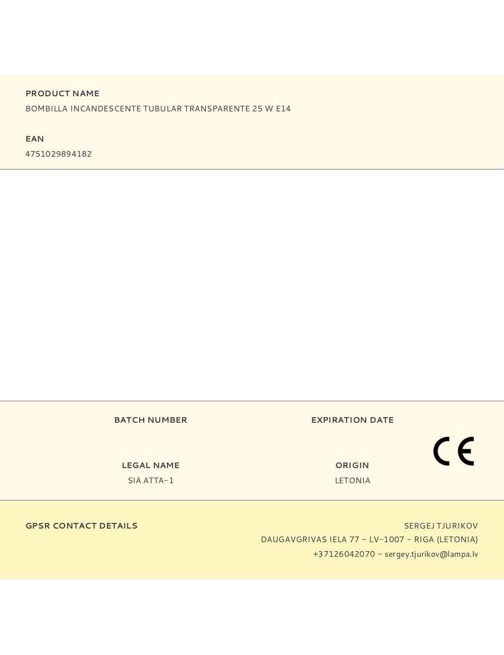 Bombilla incandescente tubular transparente 25 w e14