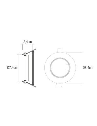 Aro halogeno metálico. oscilante. color blanco. ø8,4cm
