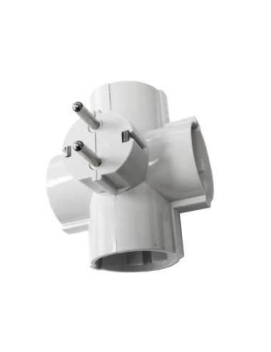 Adaptador cuádruple 2p+t, 16a 250v~ entrada lateral, blanco (retractilado)