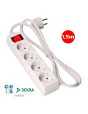 Base múltiple 4 tomas 2p+t con interruptor luminoso, 16 a 250 v~ 1,5 m de cable h05vv-f 3 g 1,5 mm blanca