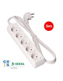Base múltiple, 5 tomas schuko 2p+t, 3 m de cable h05vv-f 3g1,5 mm 16a 250v~ 3680 w, blanca