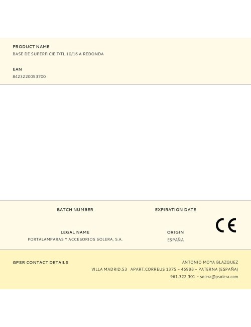 Base de superficie t/tl 10/16 a redonda