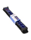 Base multiple 10 tomas 2p+t con interruptor luminoso+protector, 3 m cable h05vv-f 3g1,5 mm negra/azul