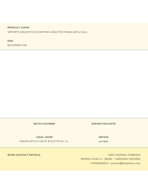 Soporte gancho fijacion para cable rectangular 5x11mm