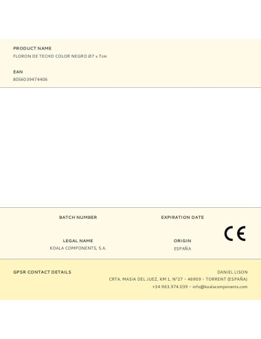 Floron de techo color negro ø7 x 7cm