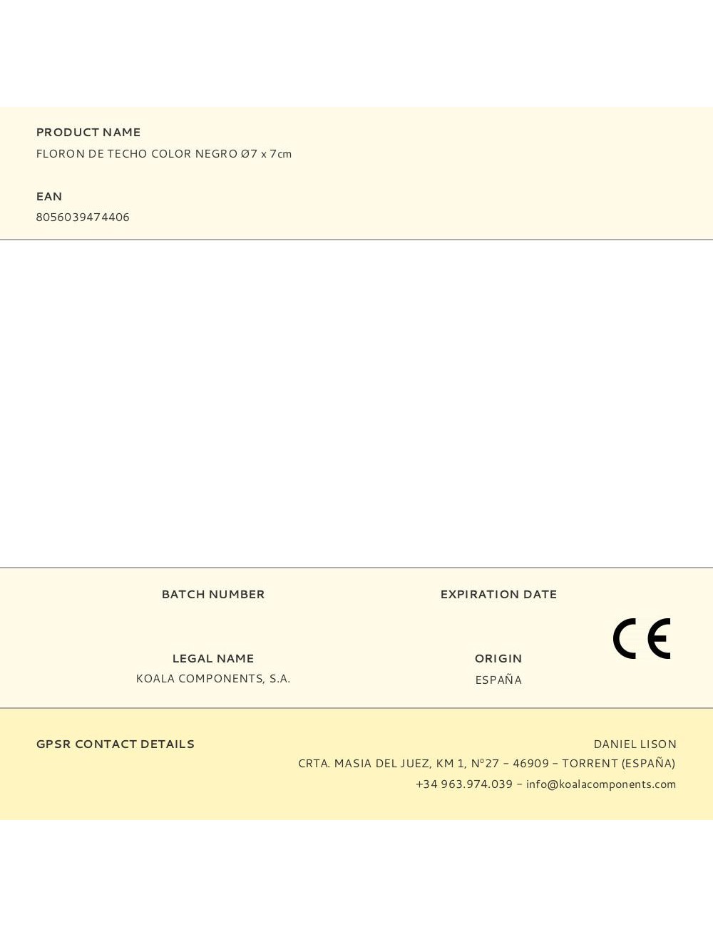 Floron de techo color negro ø7 x 7cm