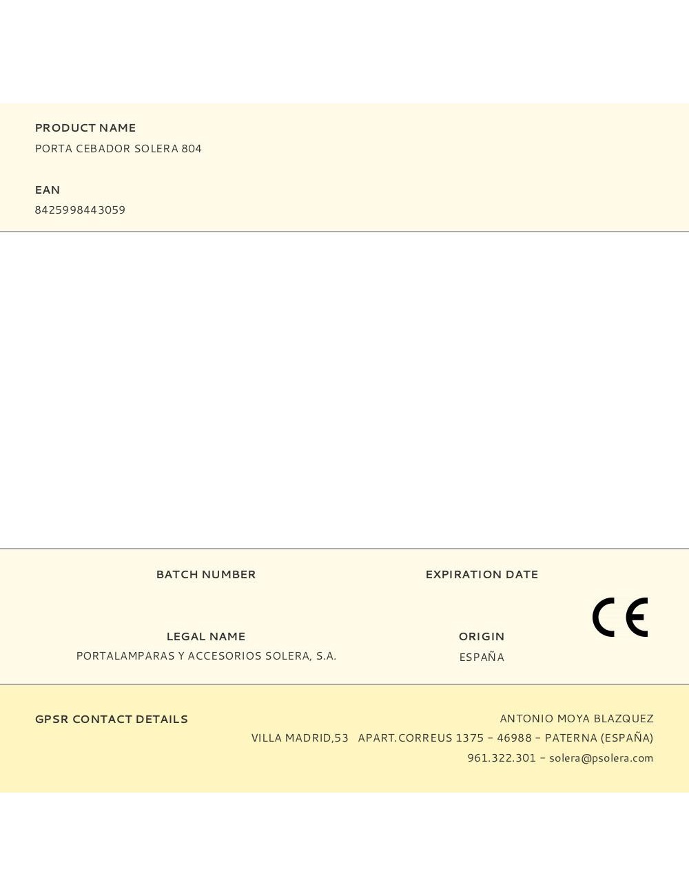 Porta cebador solera 804