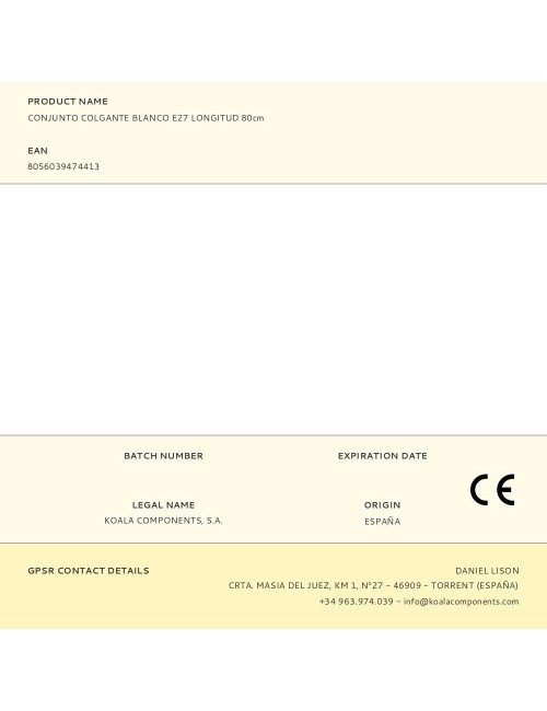 Conjunto colgante blanco e27 longitud 80cm