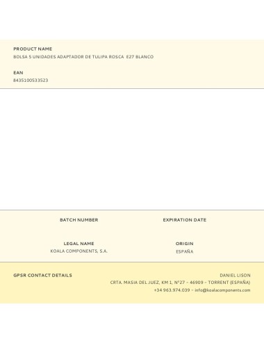 Bolsa 5 unidades adaptador de tulipa rosca e27 blanco