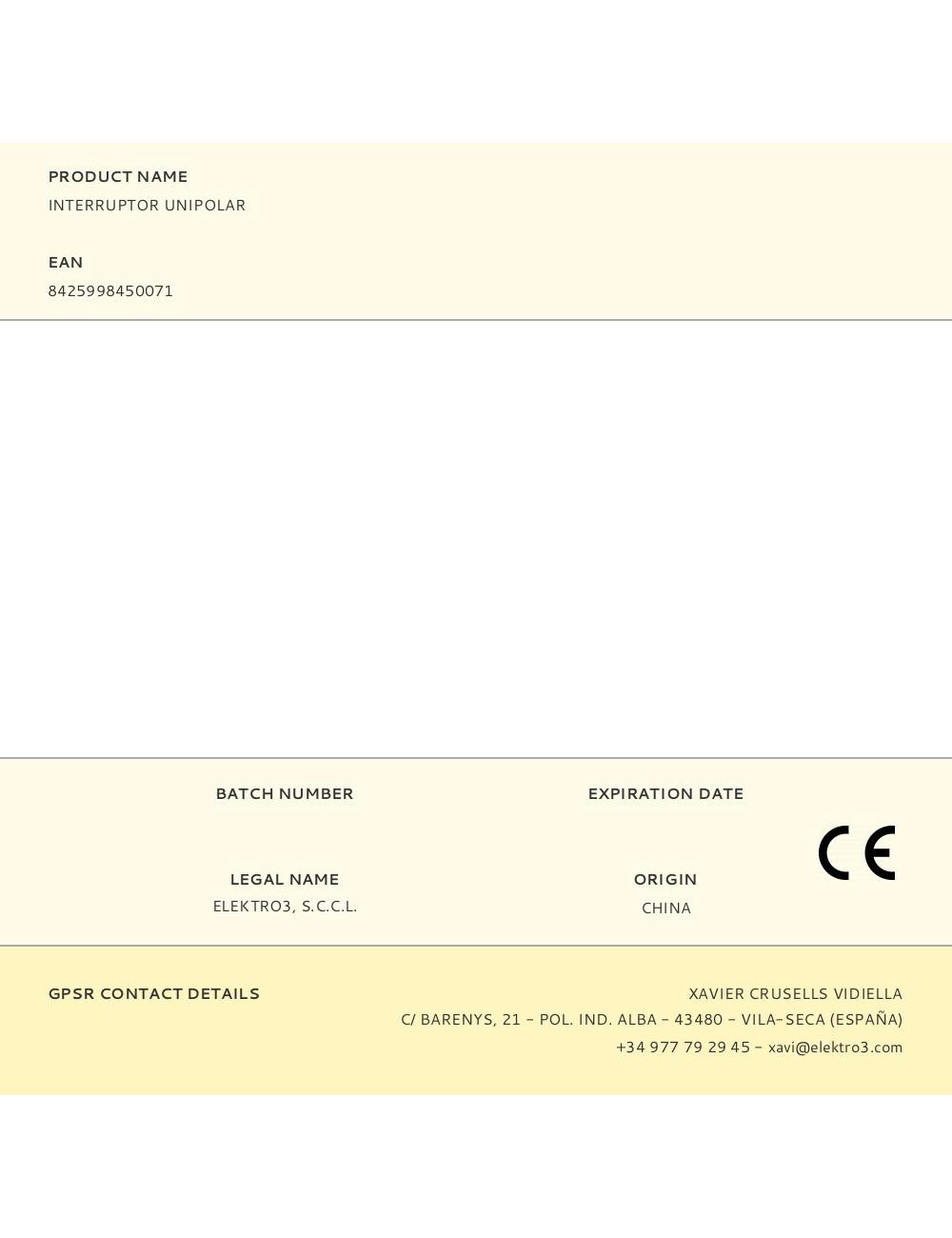 Interruptor unipolar