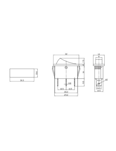 Interruptor luminoso empotrado estrecho 15a negro