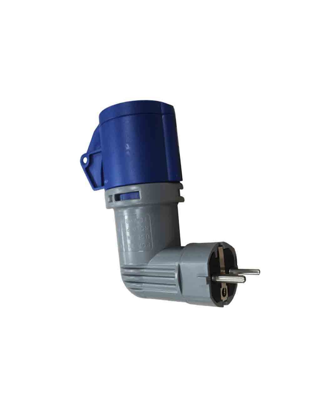 Clavija adaptador acodado tipo schuko a cetac 2p+t 16a 230v~