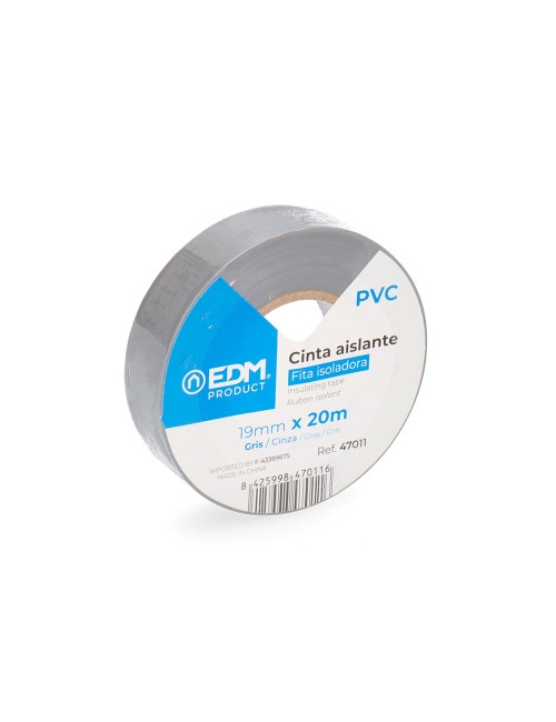 Cinta aislante calidad "supra" gris 19 mm x 20 m