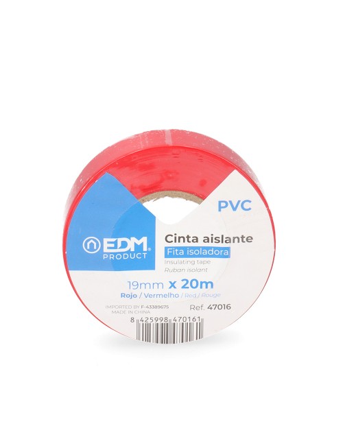 Cinta aislante calidad "supra" roja 19 mm x 20 m