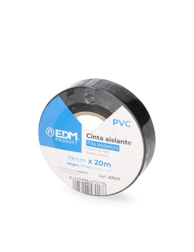 Cinta aislante calidad "supra" negra 19 mm x 20 m