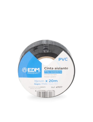 Cinta aislante calidad "supra" negra 19 mm x 20 m
