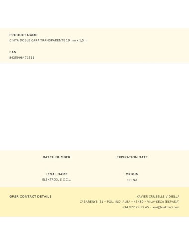 Cinta doble cara transparente 19 mm x 1,5 m