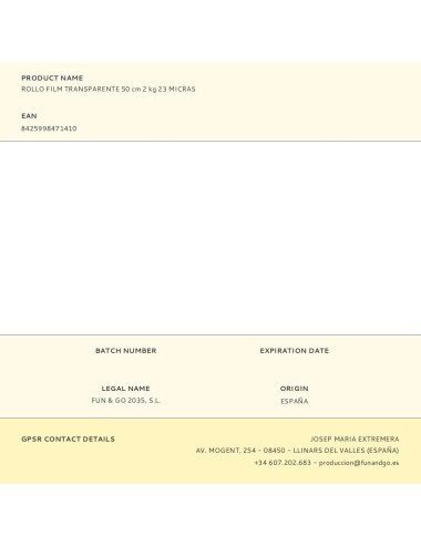 Rollo film transparente 50 cm 2 kg 23 micras