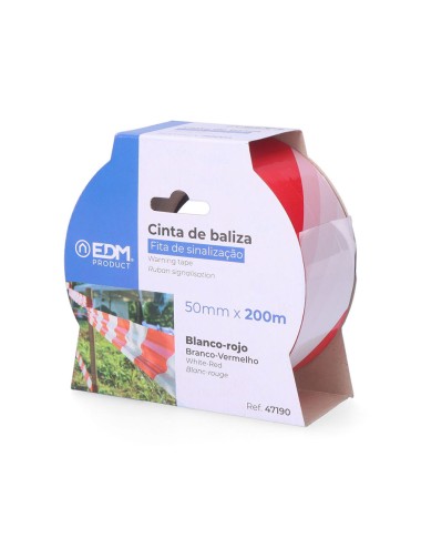 Cinta de baliza blanca/roja 50 mm x 200 m