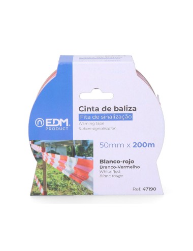 Cinta de baliza blanca/roja 50 mm x 200 m