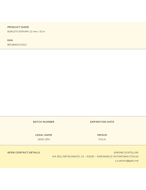 Burlete espuma blanco 12 mm x 10 m