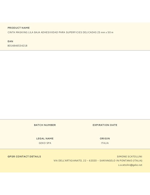 Cinta masking lila baja adhesividad para superficies delicadas 25 mm x 50 m
