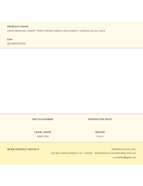 Cinta masking "kreep" para pintar lineas circulares y curvas 25 mm x 50 m