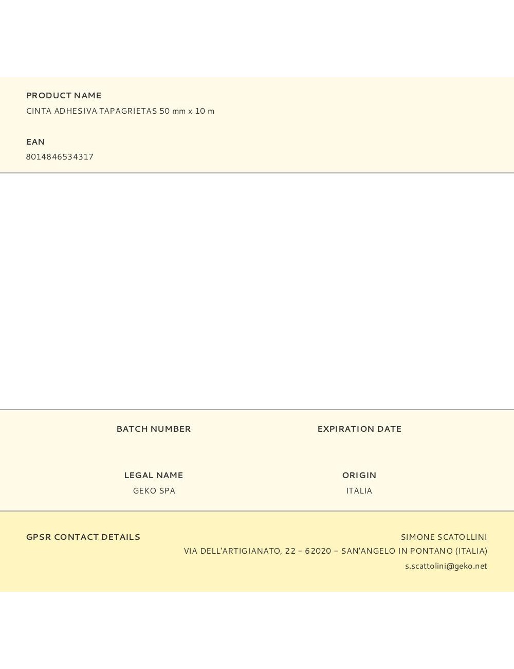 Cinta adhesiva tapagrietas 50 mm x 10 m