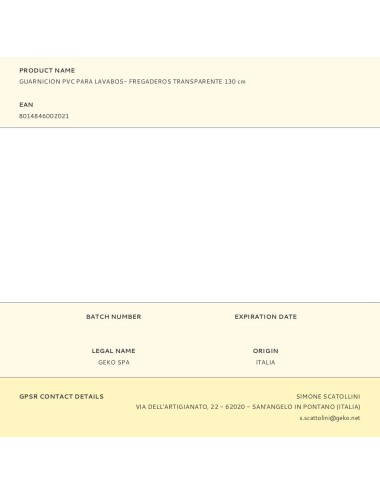 Guarnicion pvc para lavabos - fregaderos transparente 130 cm