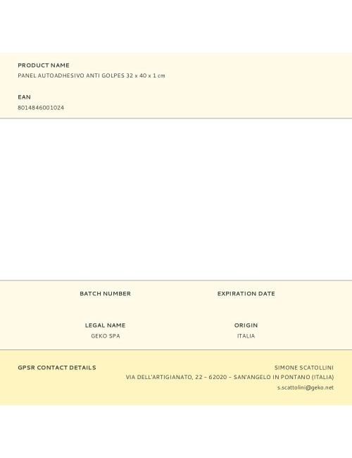 Panel autoadhesivo anti golpes 32 x 40 x 1 cm