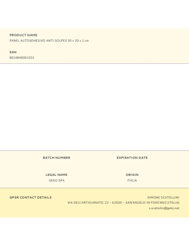 Panel autoadhesivo anti golpes 30 x 20 x 1 cm