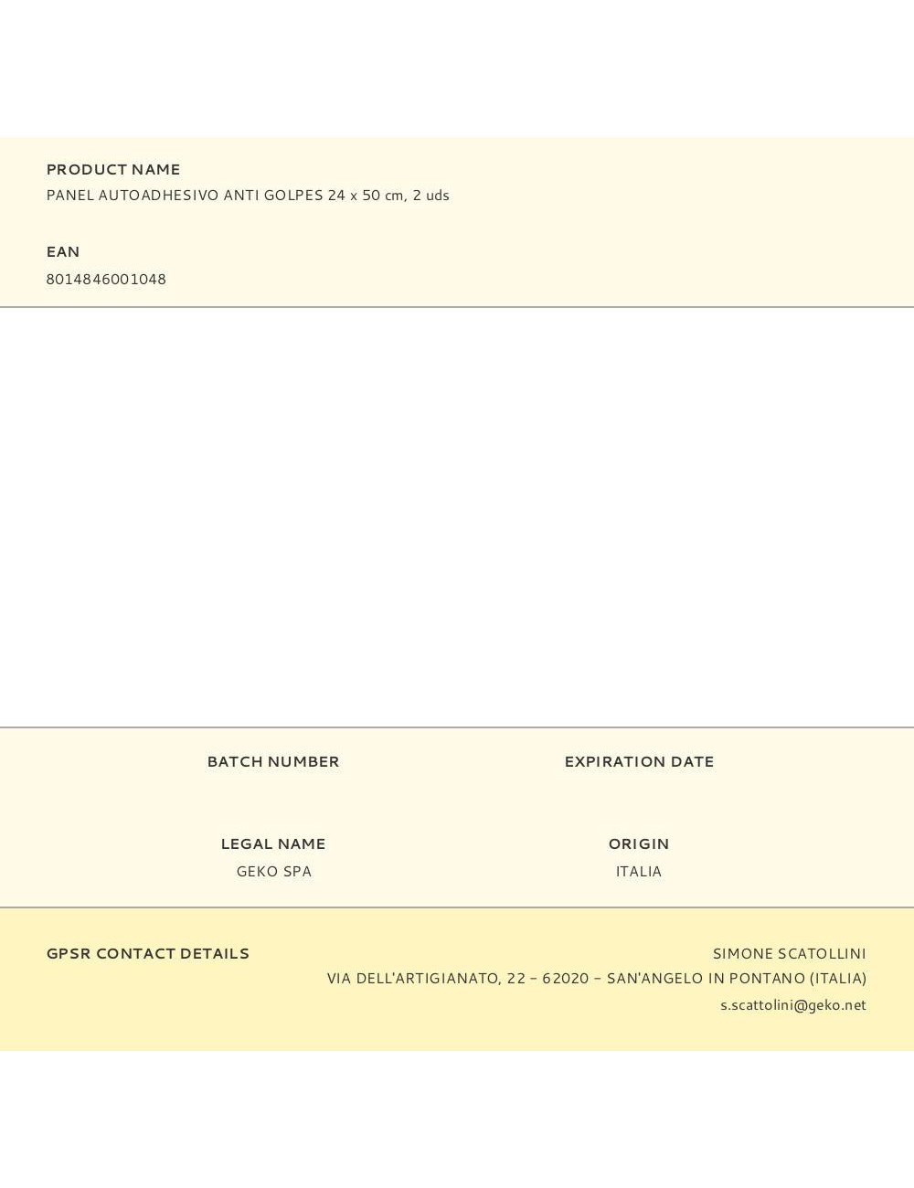 Panel autoadhesivo anti golpes 24 x 50 cm, 2 uds