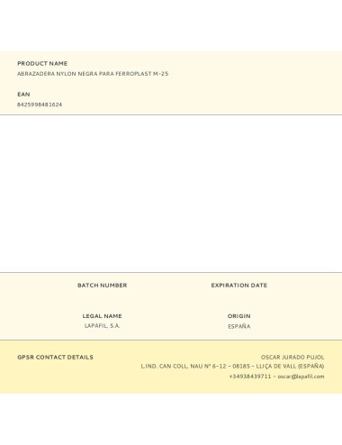 Abrazadera nylon negra para ferroplast m-25