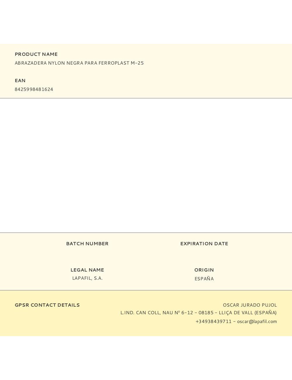 Abrazadera nylon negra para ferroplast m-25