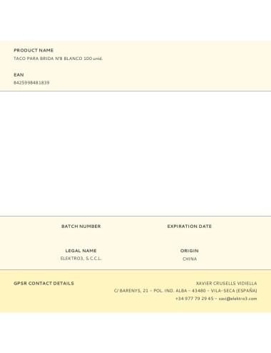 Taco para brida n°8 blanco 100 unid.