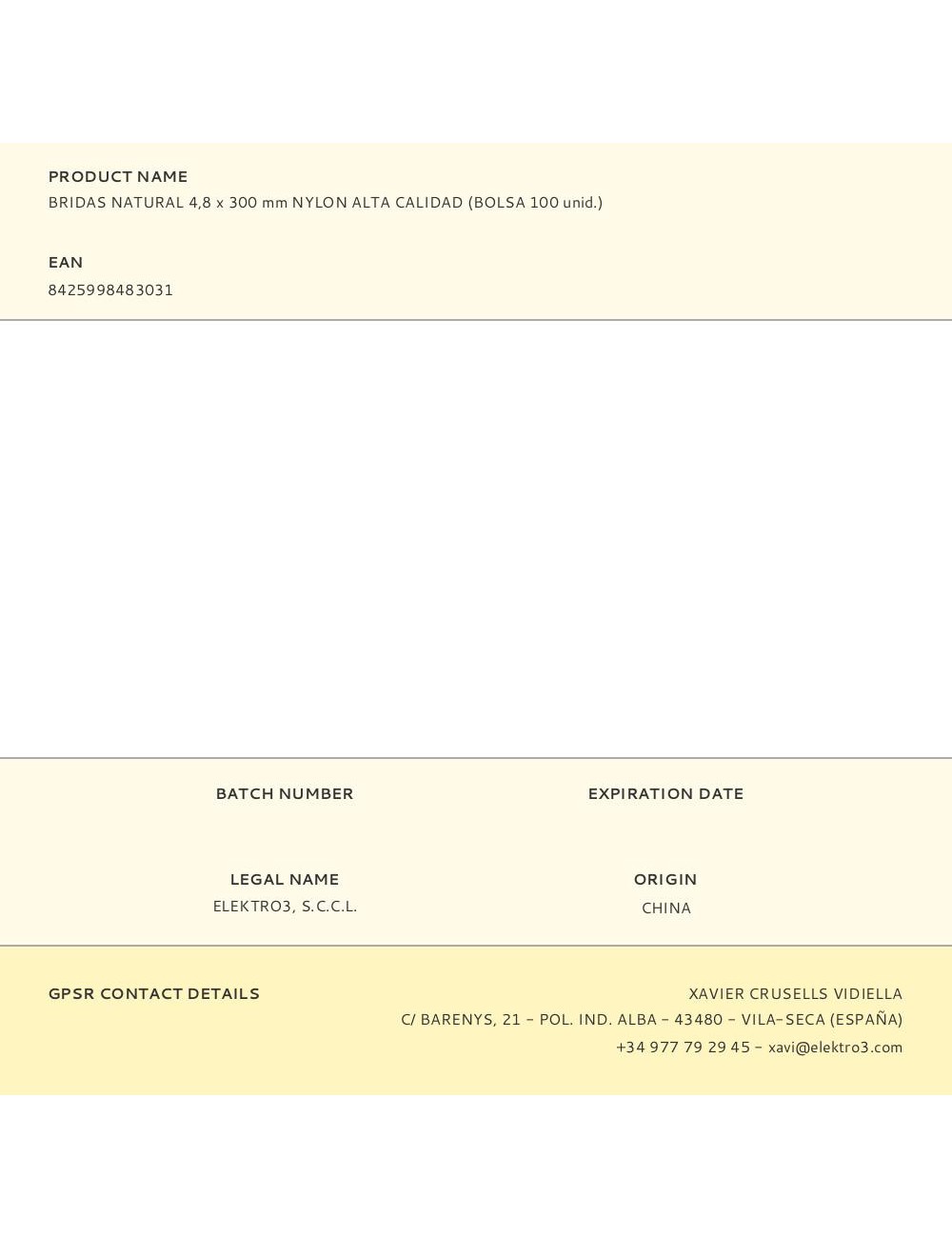 Bridas natural 4,8 x 300 mm nylon alta calidad (bolsa 100 unid.)