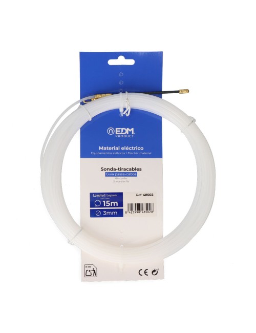 Sonda pasacables guía, nylon, 15 m x 3 mm
