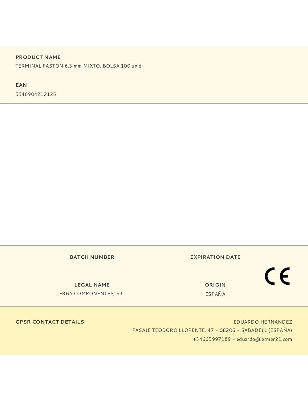 Terminal faston 6,3 mm mixto, bolsa 100 uds