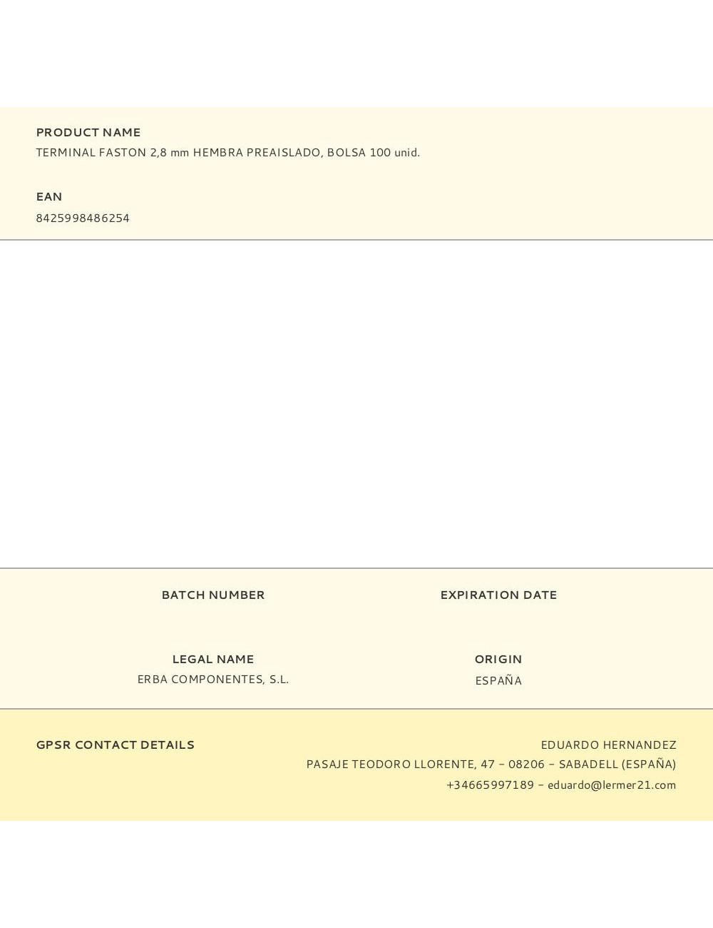 Terminal faston 2,8 mm hembra preaislado, bolsa 100 uds