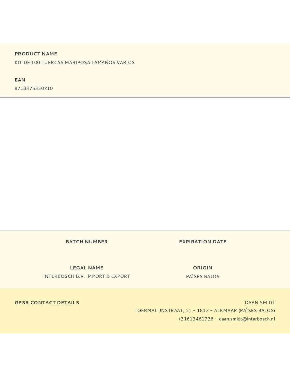 Kit de 100 tuercas mariposa tamaños varios