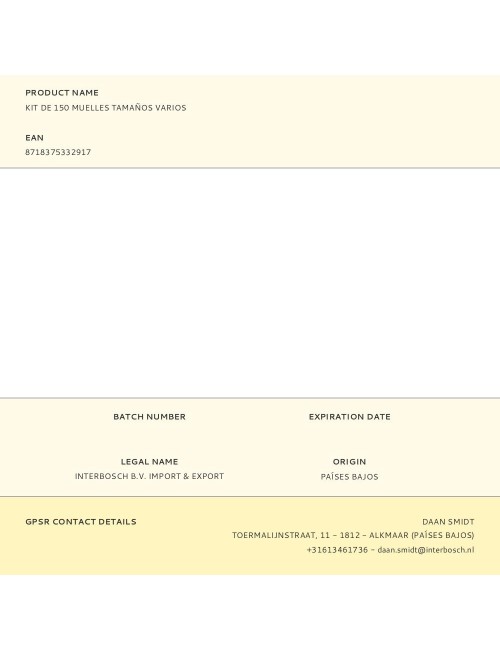 Kit de 150 muelles tamaños varios