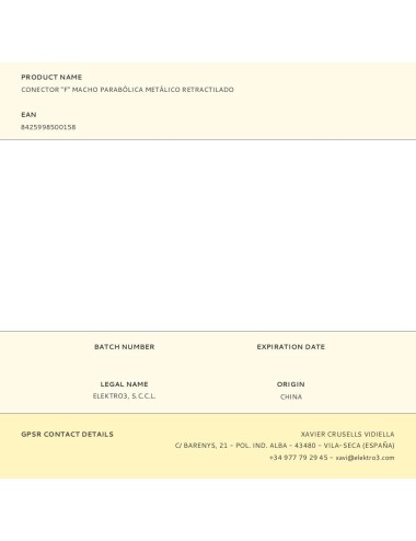 Conector "f" macho parabólica metálico retractilado