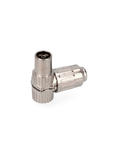 Base hembra tv acodada metálica 9,5mm (retractilado)