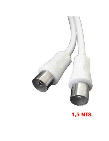 Prolongación tv-video recta 9,5mm 1,5m envasada blanca