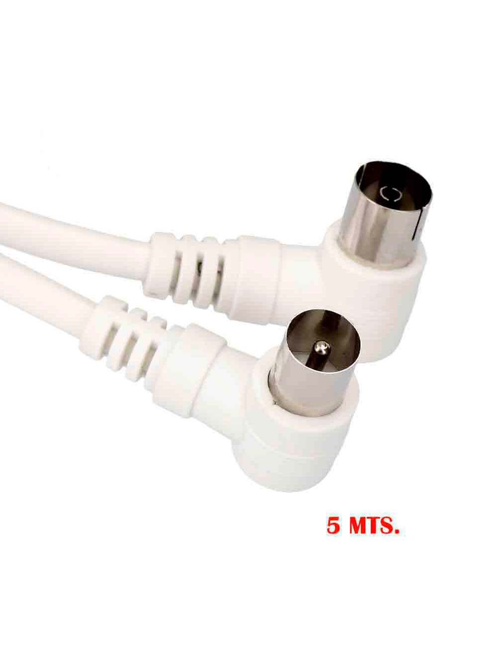 Prolongación tv acodada 9,5mm 5m envasada blanca