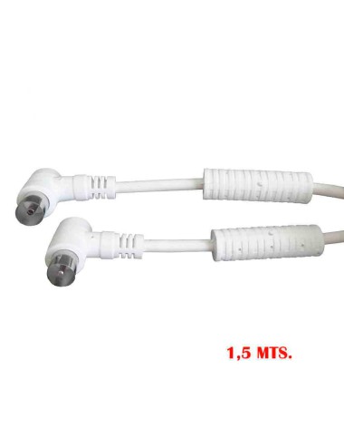Prolongación tv-video acodada con filtro 9,5mm 1,5m envasada blanca