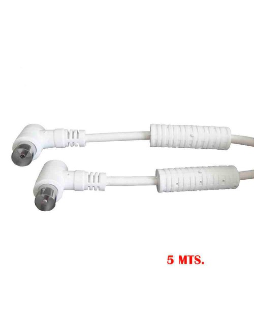 Prolongación tv-video acodada con filtro 9,5mm- 5m blanca
