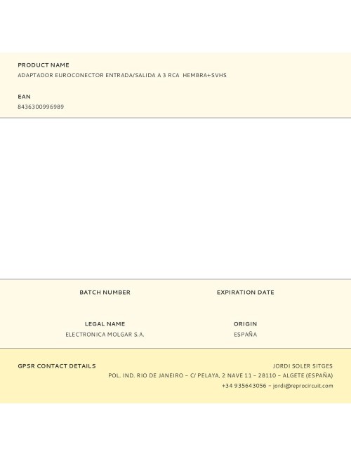 Adaptador euroconector entrada/salida a 3 rca hembra+svhs