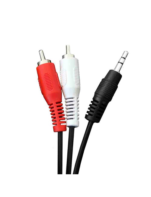 Cable audio estéreo jack macho a 2 rca macho 3,5mm, 1,5m, negro