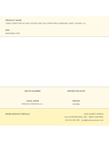 Cable conector de usb a micro usb 1,8m compatible samsung, sony, huawei, lg